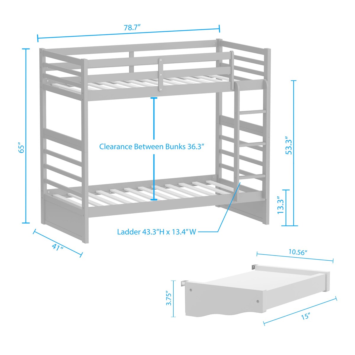 Plana Wood Bunk Bed and Hanging Nightstand
