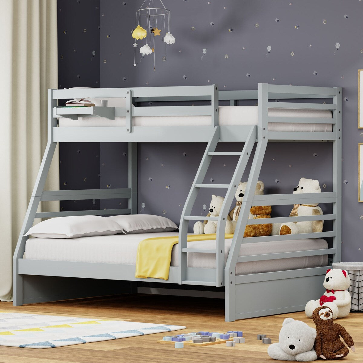 Plana Wood Bunk Bed and Hanging Nightstand