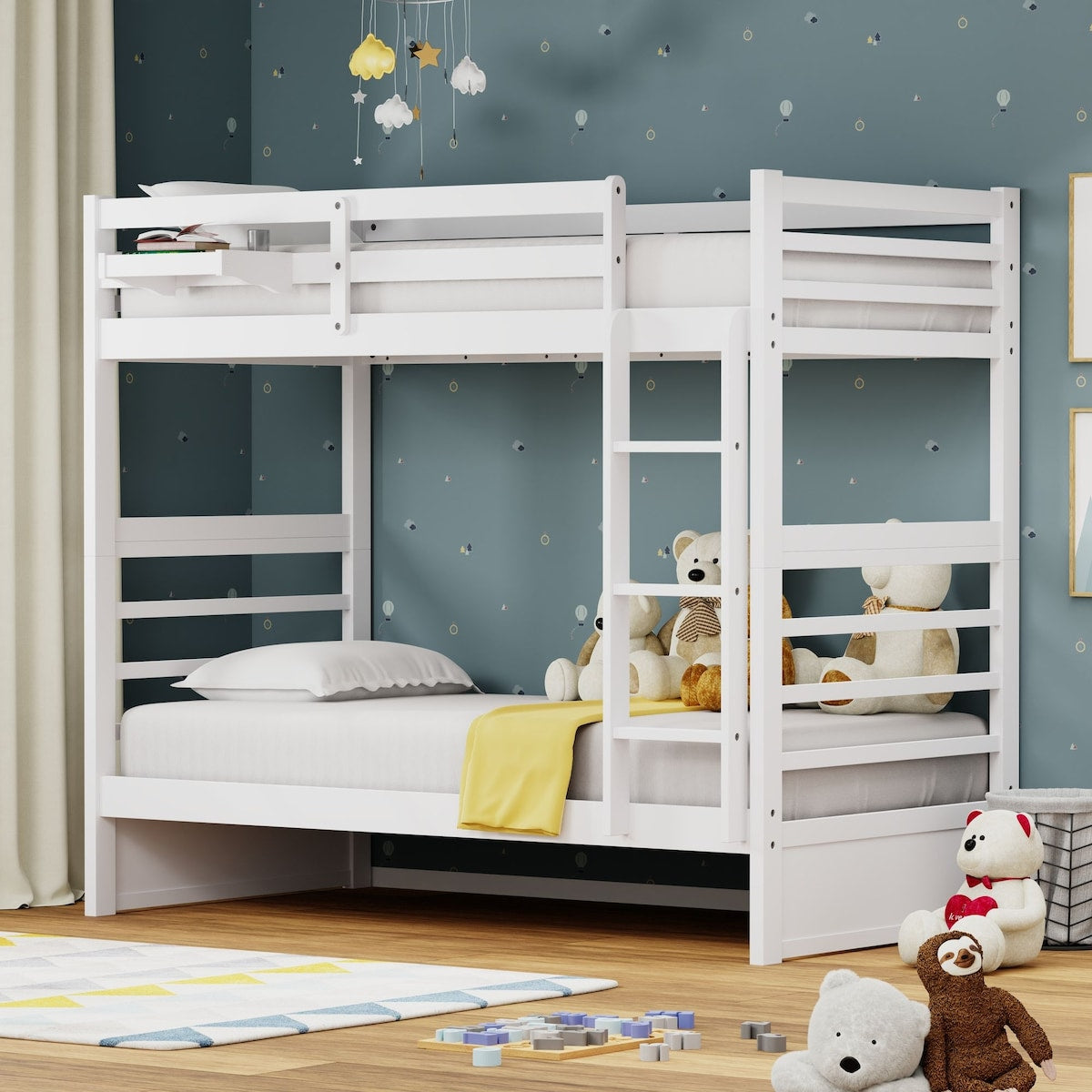 Plana Wood Bunk Bed and Hanging Nightstand