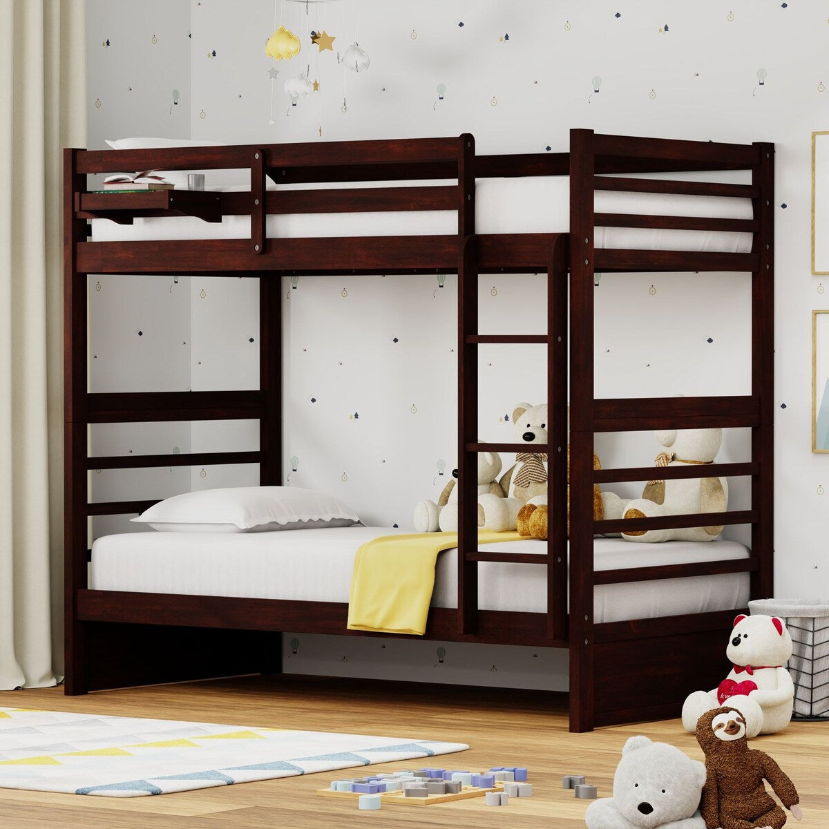 Plana Wood Bunk Bed and Hanging Nightstand