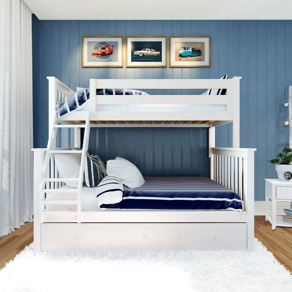 Plank and Beam Twin over Full Bunk Bed with Trundle