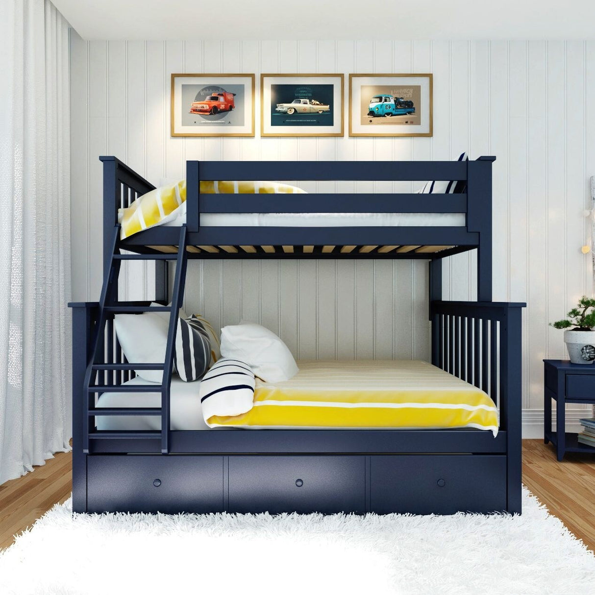 Plank and Beam Twin over Full Bunk Bed with Trundle