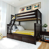 Plank and Beam Twin over Full Bunk Bed with Trundle