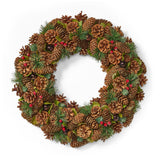 Plano 18.5" Pine Cone and Glitter Artificial Christmas Wreath, Natural by Christopher Knight Home - Natural + Glitter