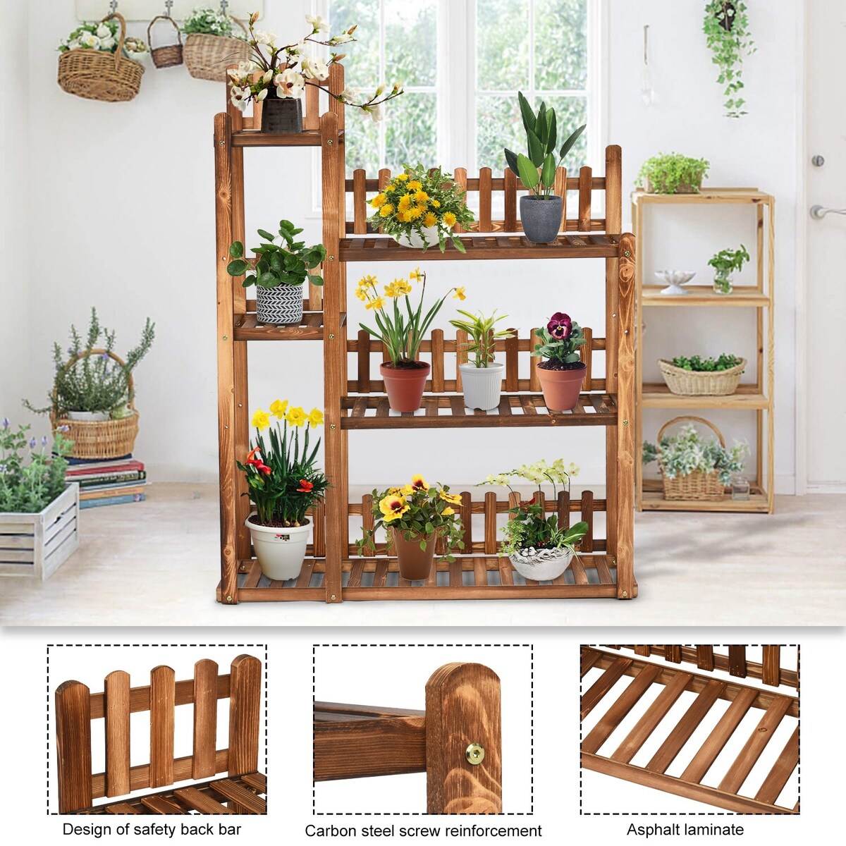 Plant Stand Rack 3 Tier Indoor&Outdoor Multiple Flower Pot Holder Shelf Planter