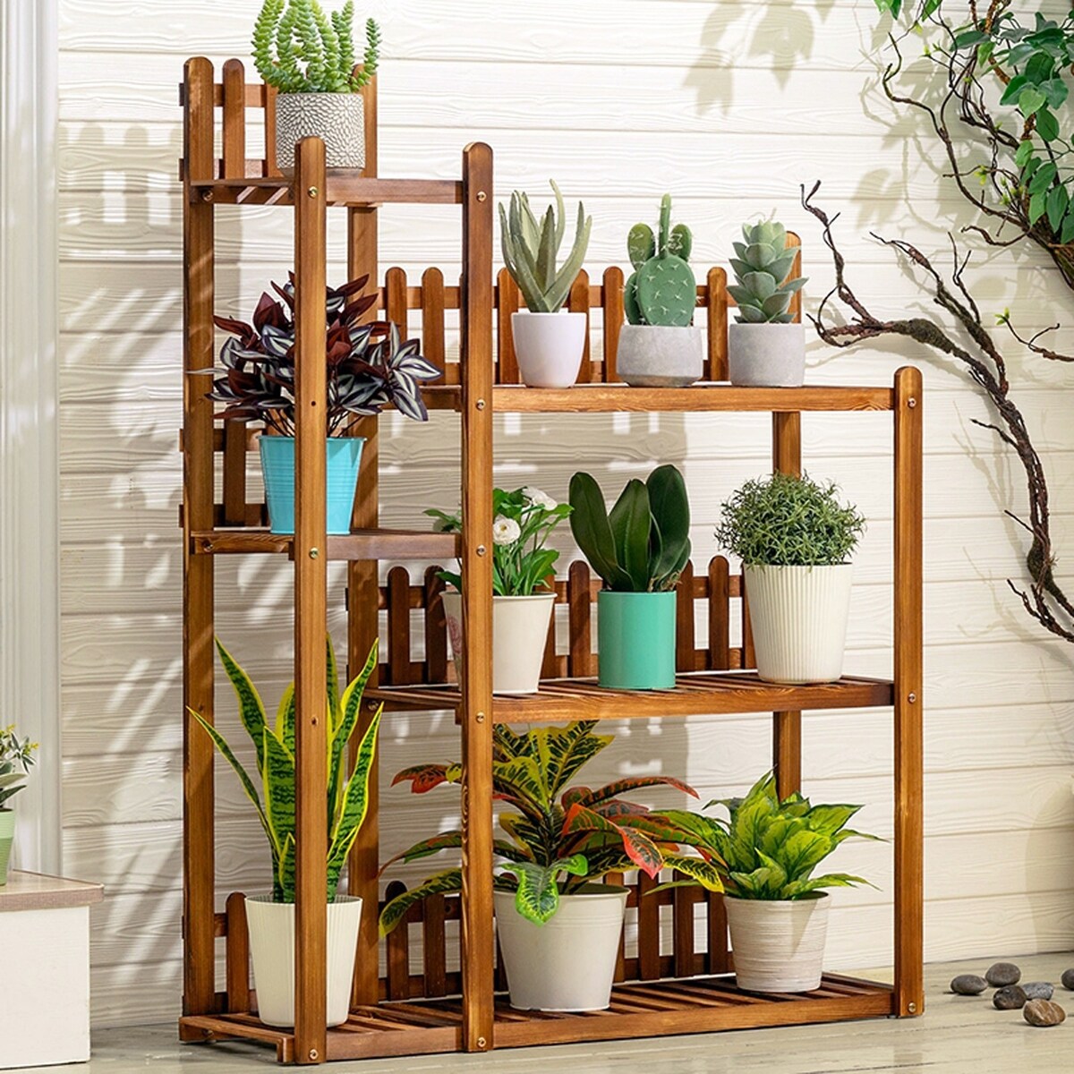 Plant Stand Rack 3 Tier Indoor&Outdoor Multiple Flower Pot Holder Shelf Planter