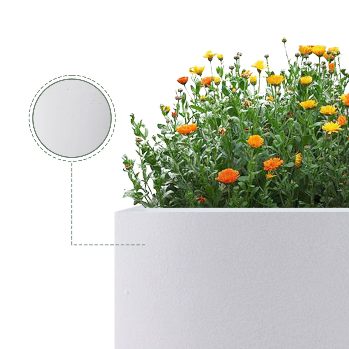 Plantara 24" L Rectangule Solid White Concrete planter, Modern Plant pot, Handmade Garden Flower pot for Outdoor