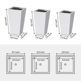 Plantara 24", 18" & 16" H Taper Shape Solid White Concrete planter, Modern Garden Plant pot, plug for Outdoor