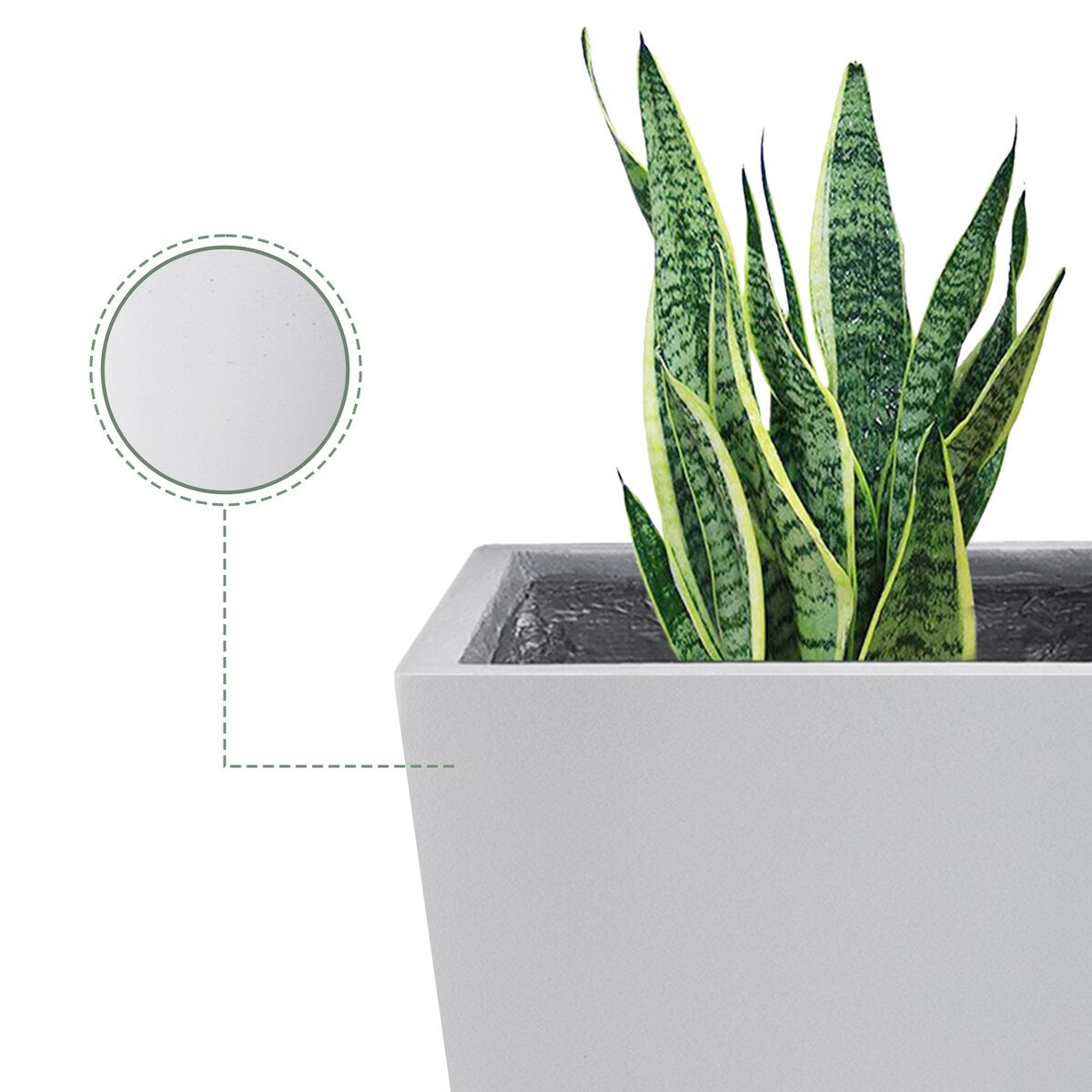 Plantara 24", 18" & 16" H Taper Shape Solid White Concrete planter, Modern Garden Plant pot, plug for Outdoor