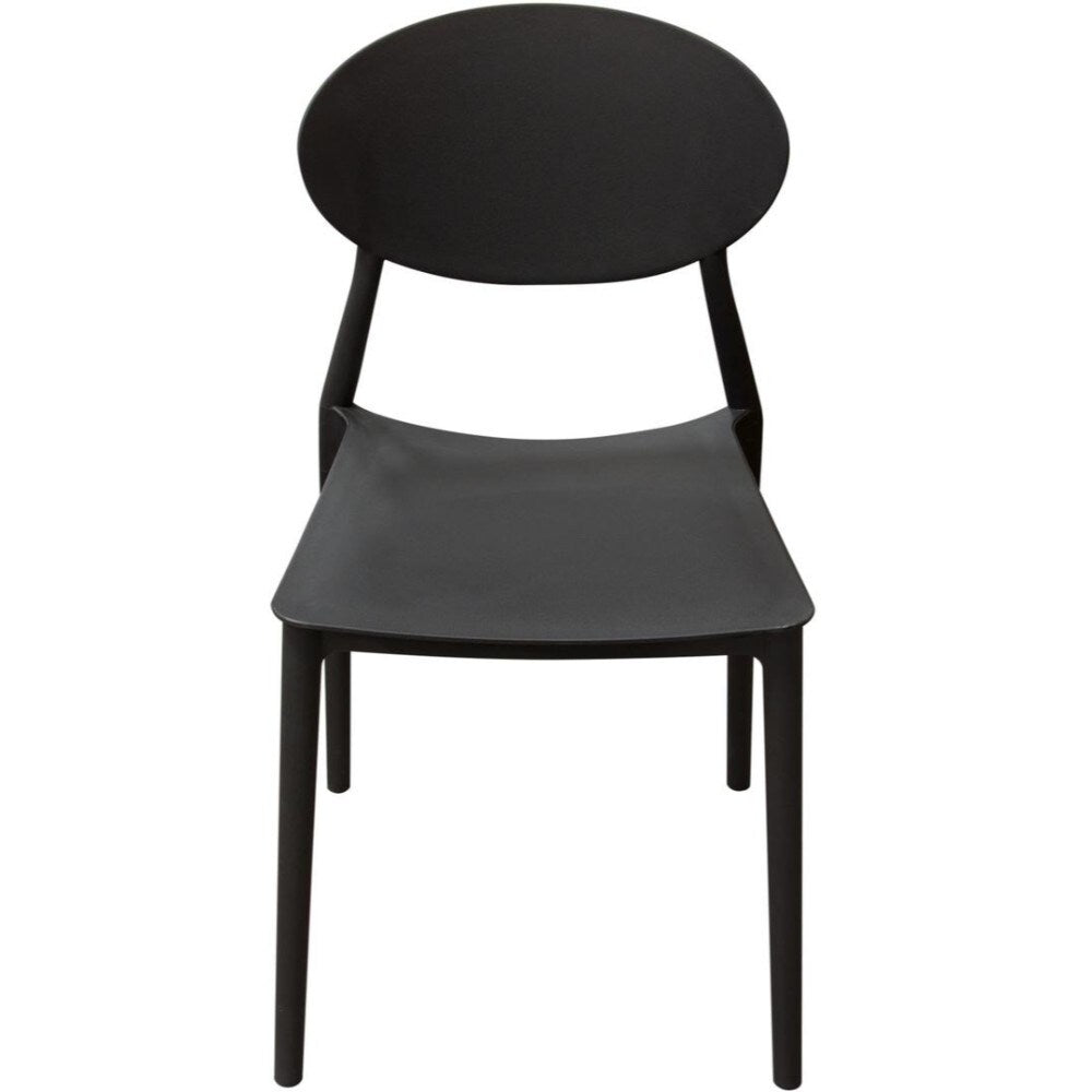 Plastic Accent Chairs with Oval Shaped Backrest, Black, Pack of Four
