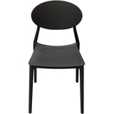 Plastic Accent Chairs with Oval Shaped Backrest, Black, Pack of Four
