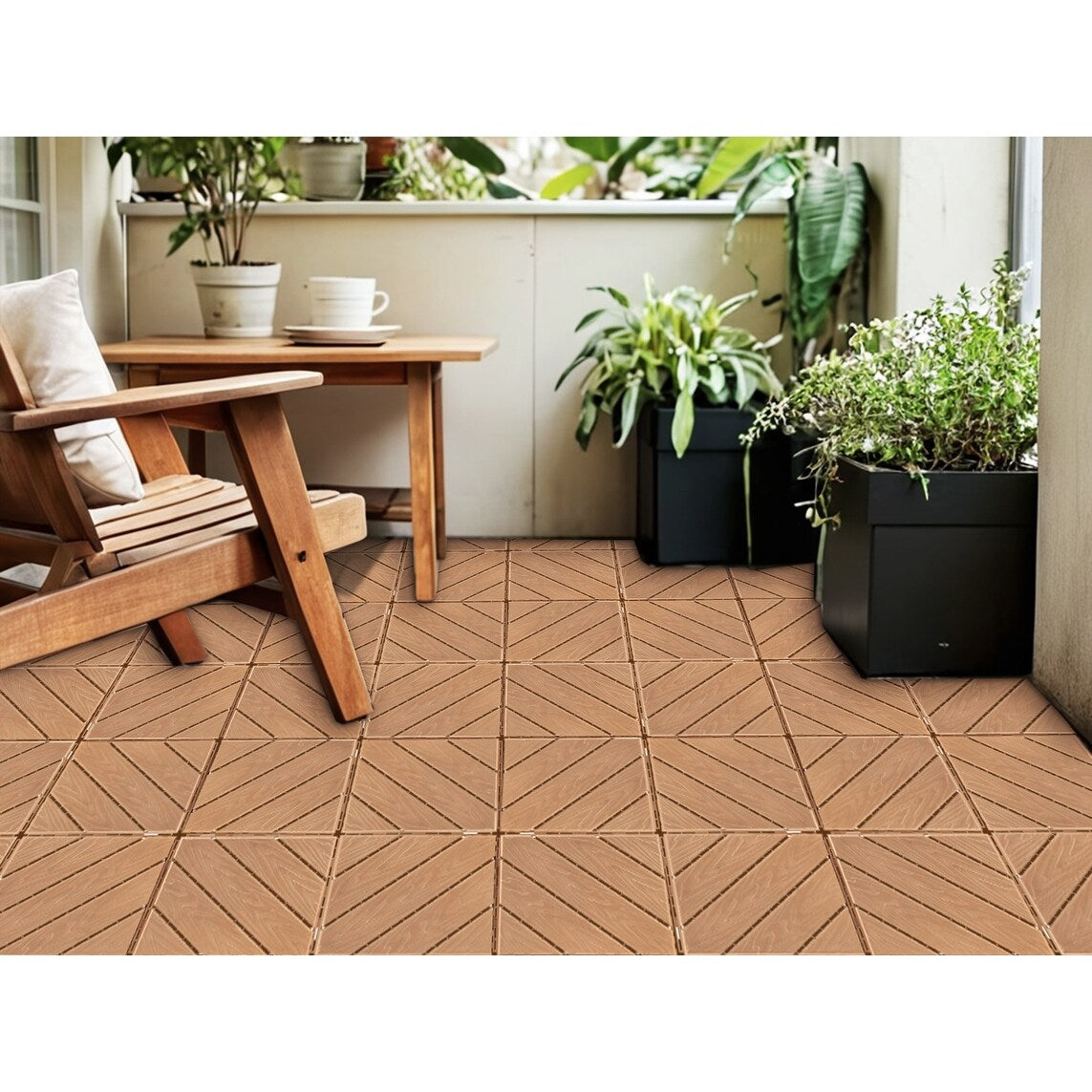 Plastic Composite Deck Tiles Set of 35pcs, Composite Decking Resist Rust, Water, Weather, Easy to DIY & Maintain,12x12"