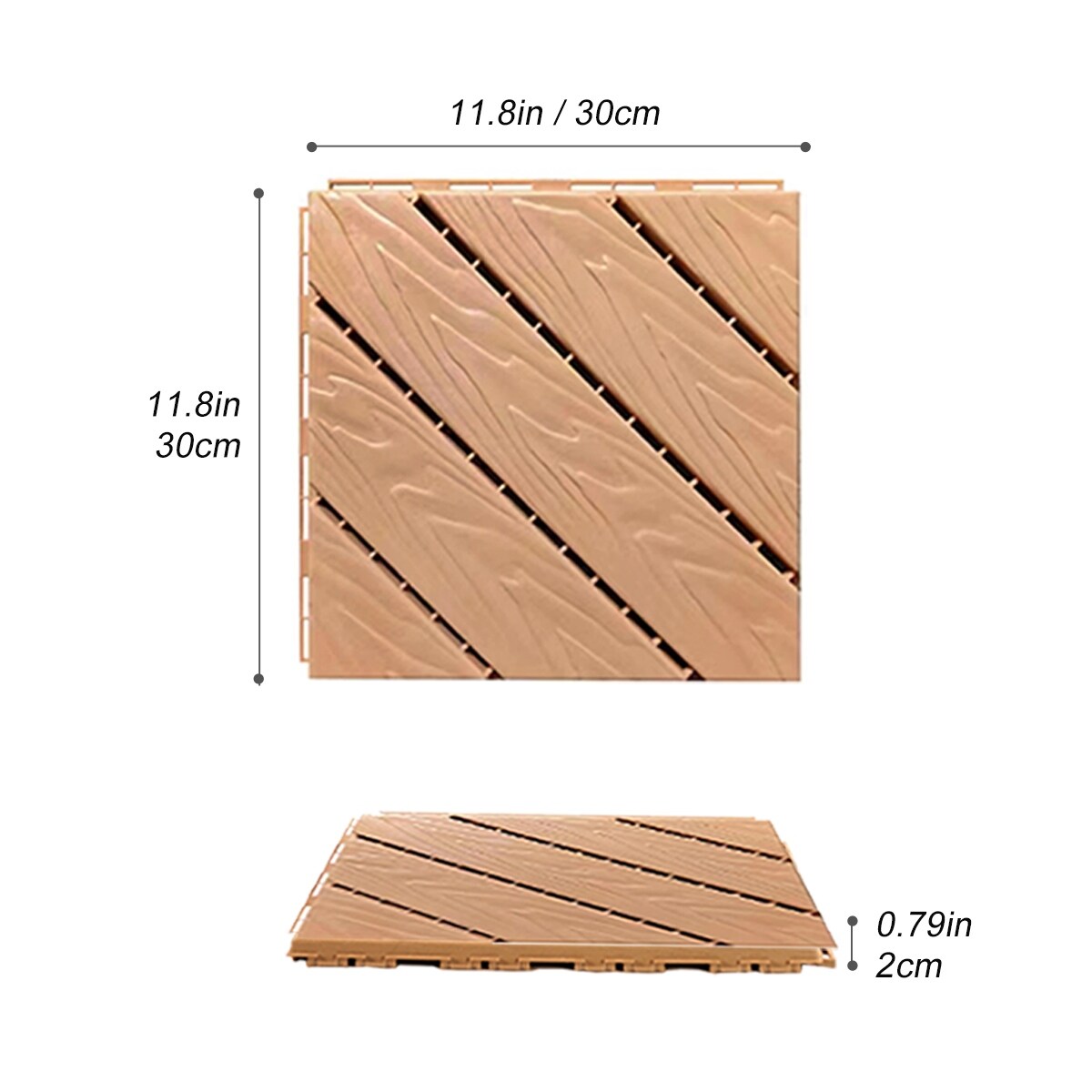 Plastic Composite Deck Tiles Set of 35pcs, Composite Decking Resist Rust, Water, Weather, Easy to DIY & Maintain,12x12"