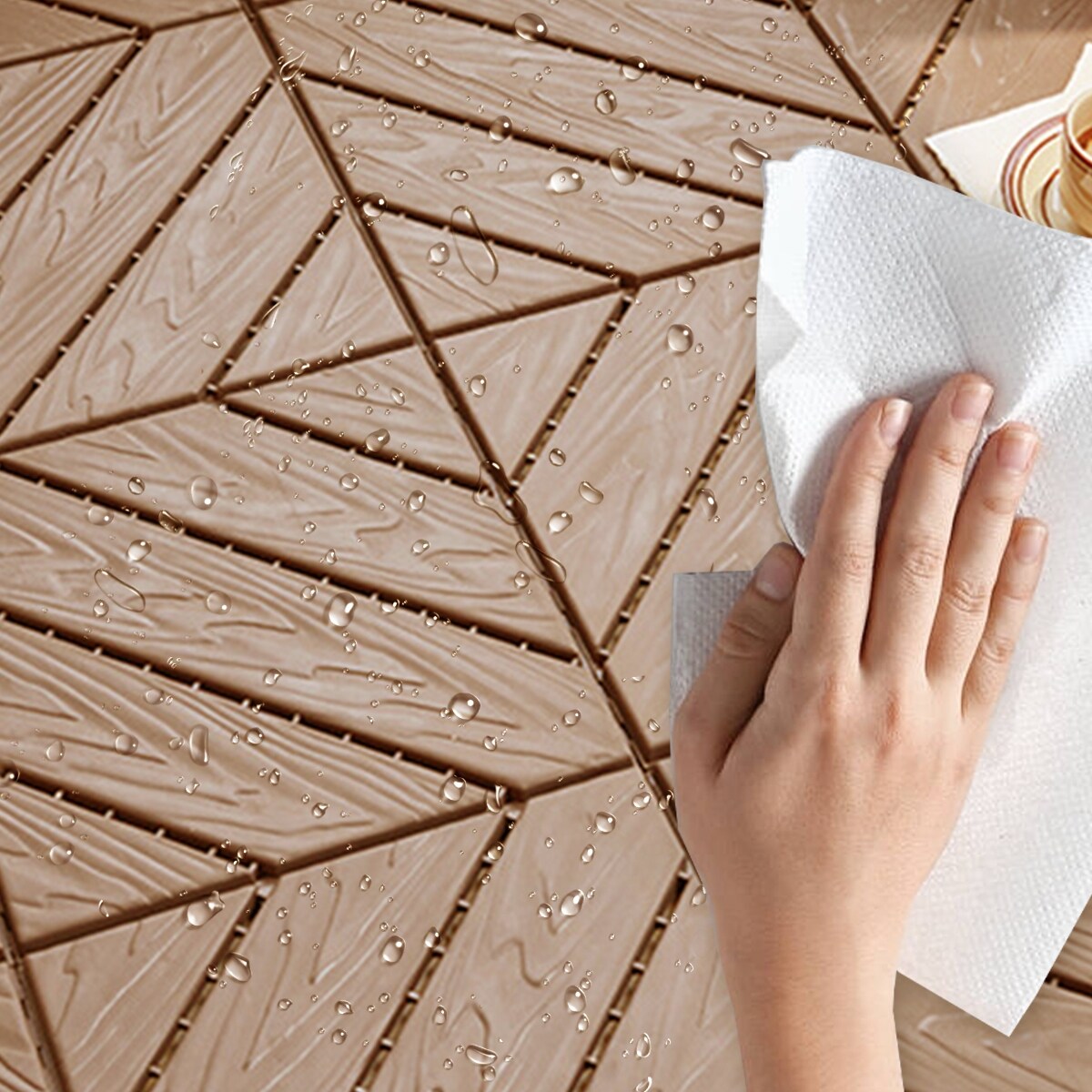 Plastic Composite Deck Tiles Set of 35pcs, Composite Decking Resist Rust, Water, Weather, Easy to DIY & Maintain,12x12"
