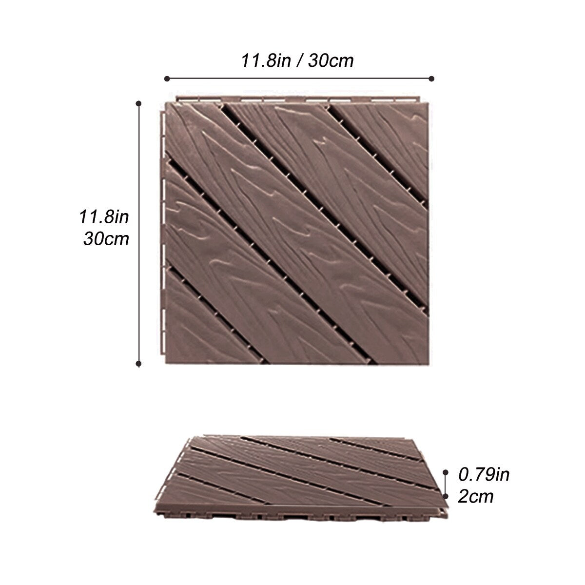 Plastic Composite Deck Tiles Set of 35pcs, Composite Decking Resist Rust, Water, Weather, Easy to DIY & Maintain,12x12i