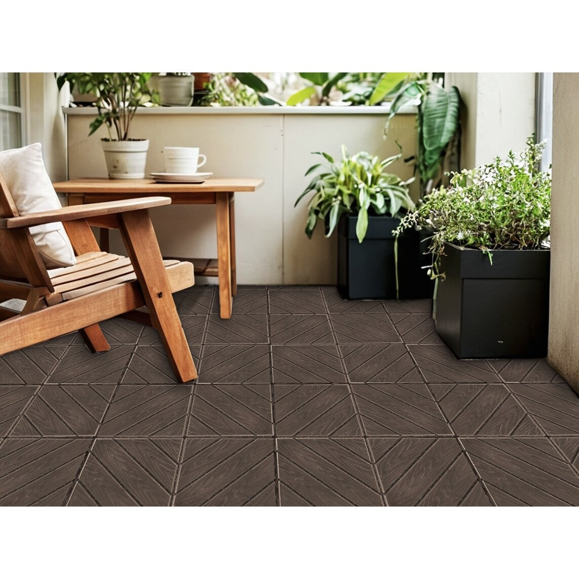 Plastic Composite Deck Tiles Set of 35pcs, Composite Decking Resist Rust, Water, Weather, Easy to DIY & Maintain,12x12i