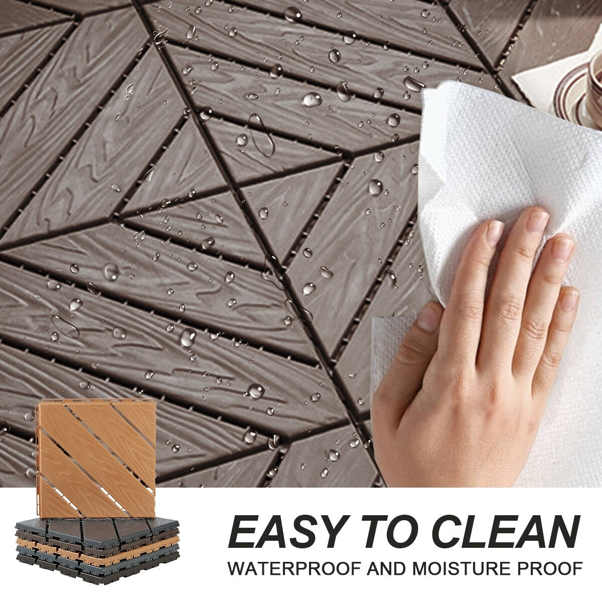 Plastic Composite Deck Tiles Set of 35pcs, Composite Decking Resist Rust, Water, Weather, Easy to DIY & Maintain,12x12i
