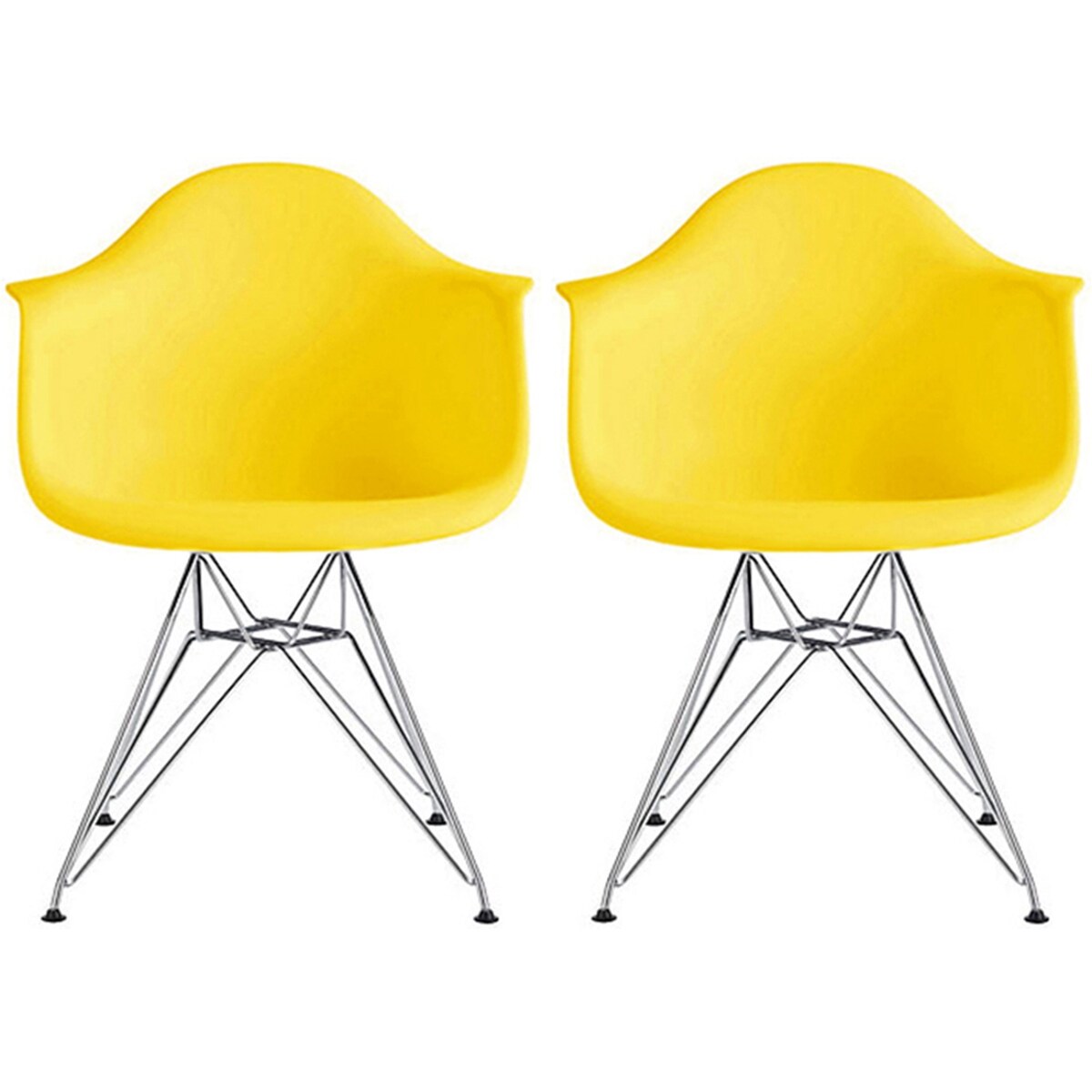 Plastic Eiffel With Arm Chairs Chrome Wire Legs (Set of 2)