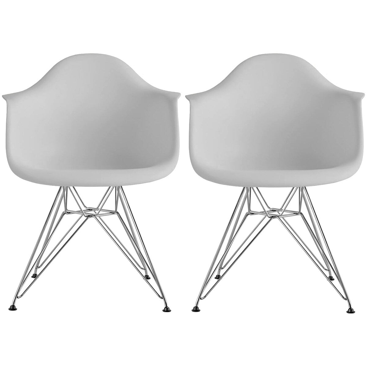 Plastic Eiffel With Arm Chairs Chrome Wire Legs (Set of 2)