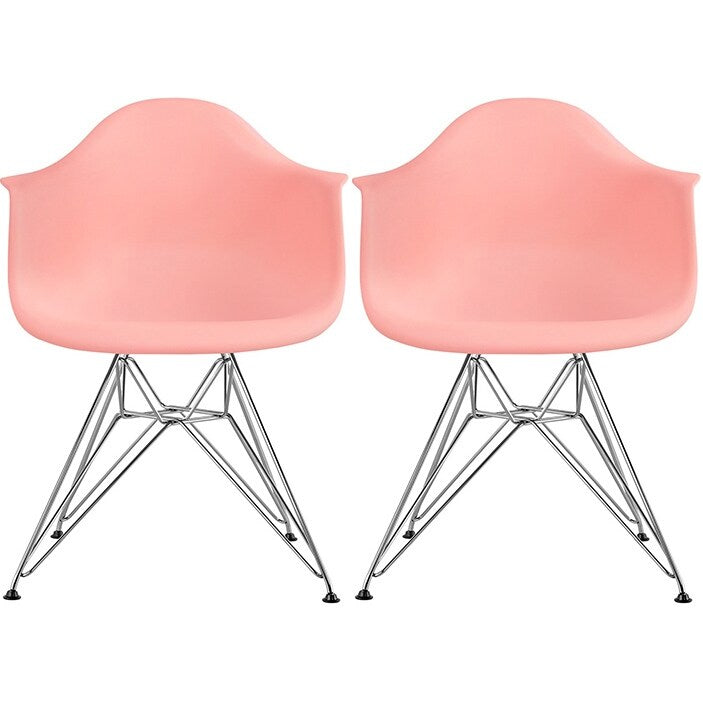 Plastic Eiffel With Arm Chairs Chrome Wire Legs (Set of 2)