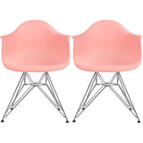 Plastic Eiffel With Arm Chairs Chrome Wire Legs (Set of 2)