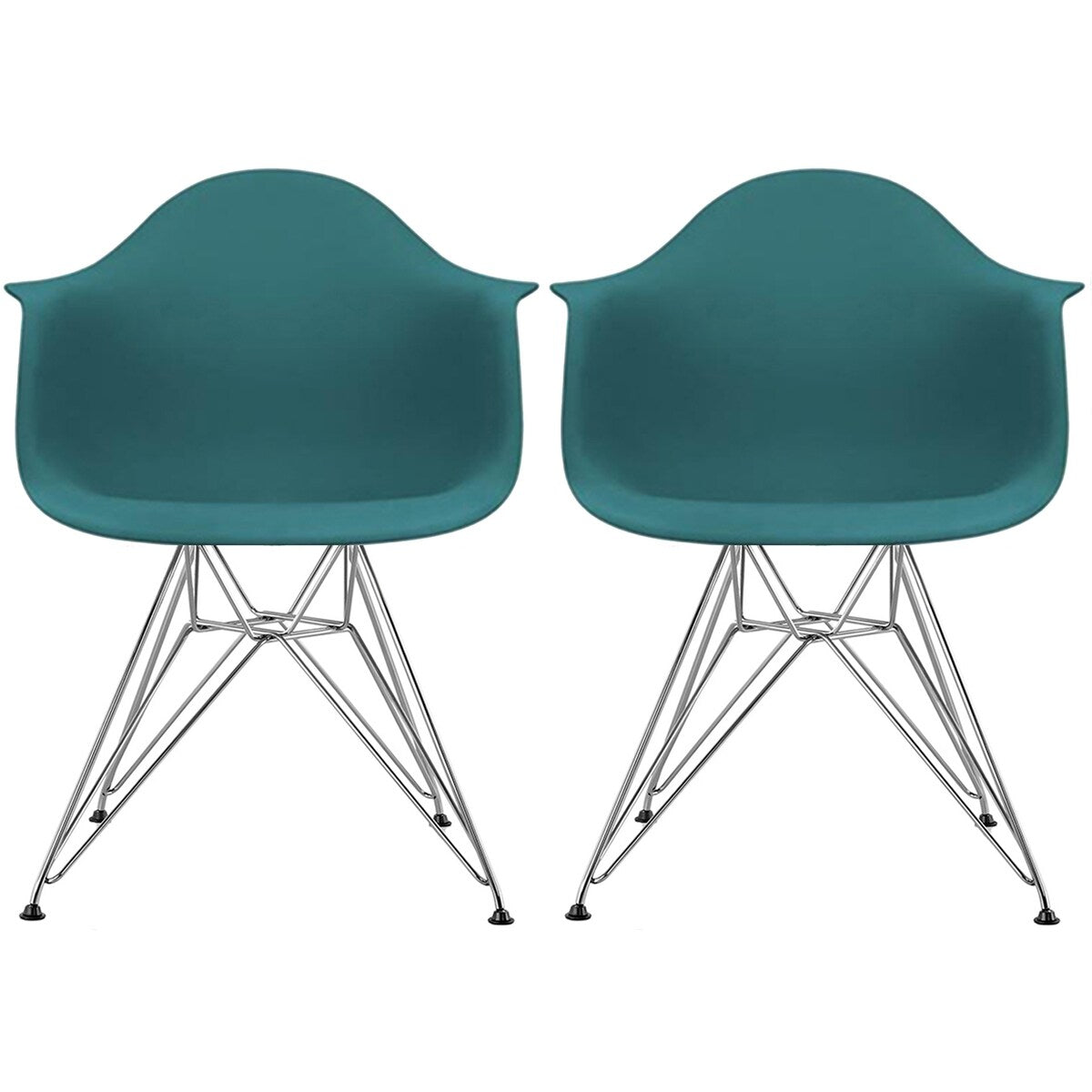 Plastic Eiffel With Arm Chairs Chrome Wire Legs (Set of 2)