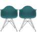 Plastic Eiffel With Arm Chairs Chrome Wire Legs (Set of 2)