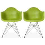 Plastic Eiffel With Arm Chairs Chrome Wire Legs (Set of 2)