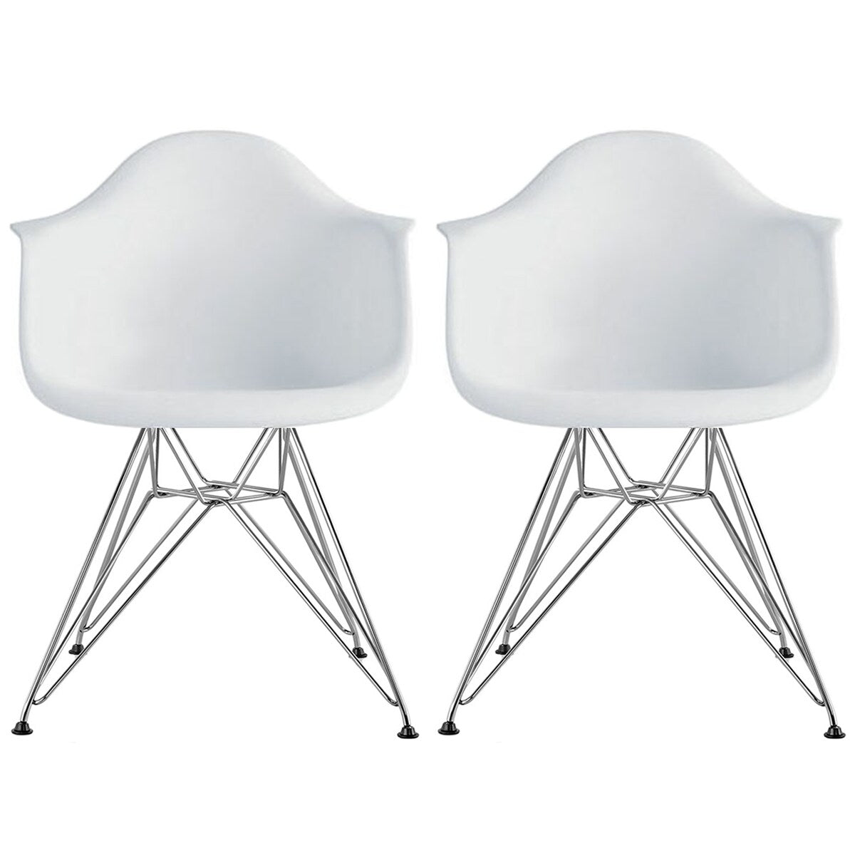 Plastic Eiffel With Arm Chairs Chrome Wire Legs (Set of 2)
