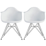 Plastic Eiffel With Arm Chairs Chrome Wire Legs (Set of 2)