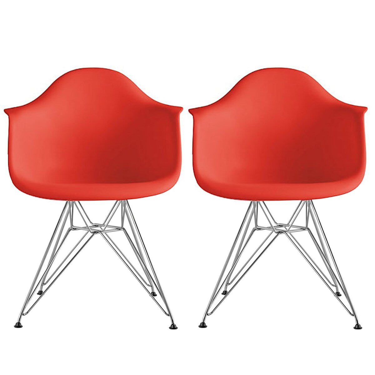 Plastic Eiffel With Arm Chairs Chrome Wire Legs (Set of 2)