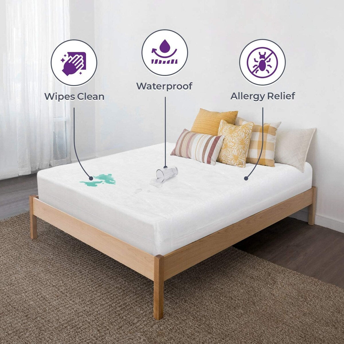 Plastic Mattress Protector Zippered, Waterproof Vinyl Mattress Cover,