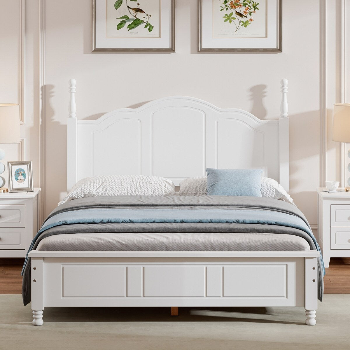 Platform Bed Frame,Retro Style Platform Bed with Pine Wooden Slat Support,