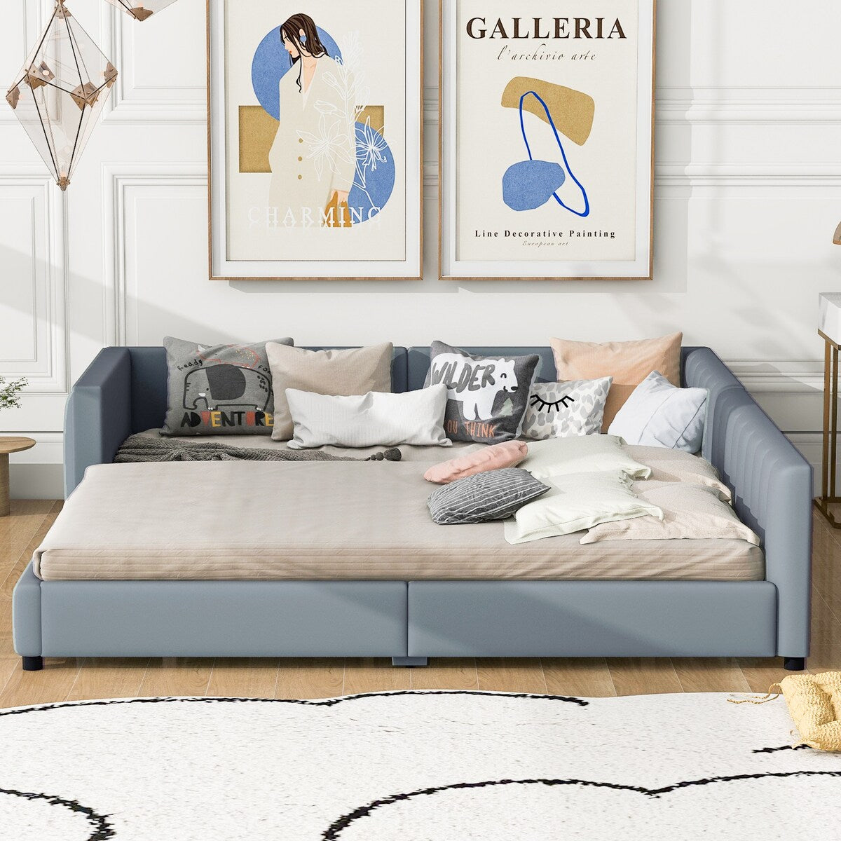 Platform Bed Daybed Sectional Upholstered Bed Mother Child Bed Gro Overstock