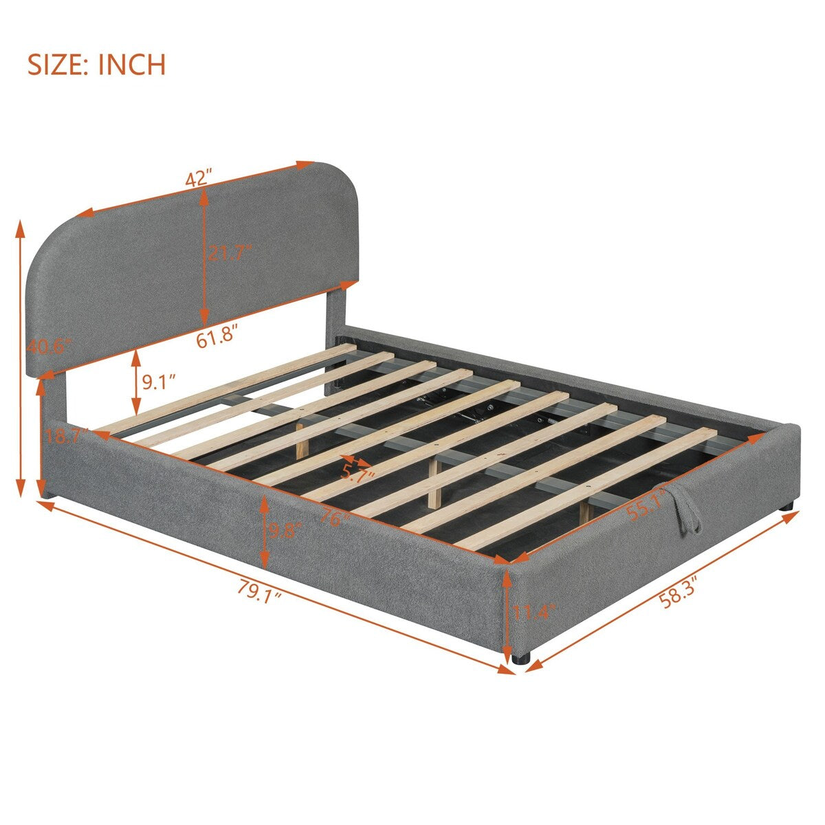 Platform Bed with Hydraulic Storage System