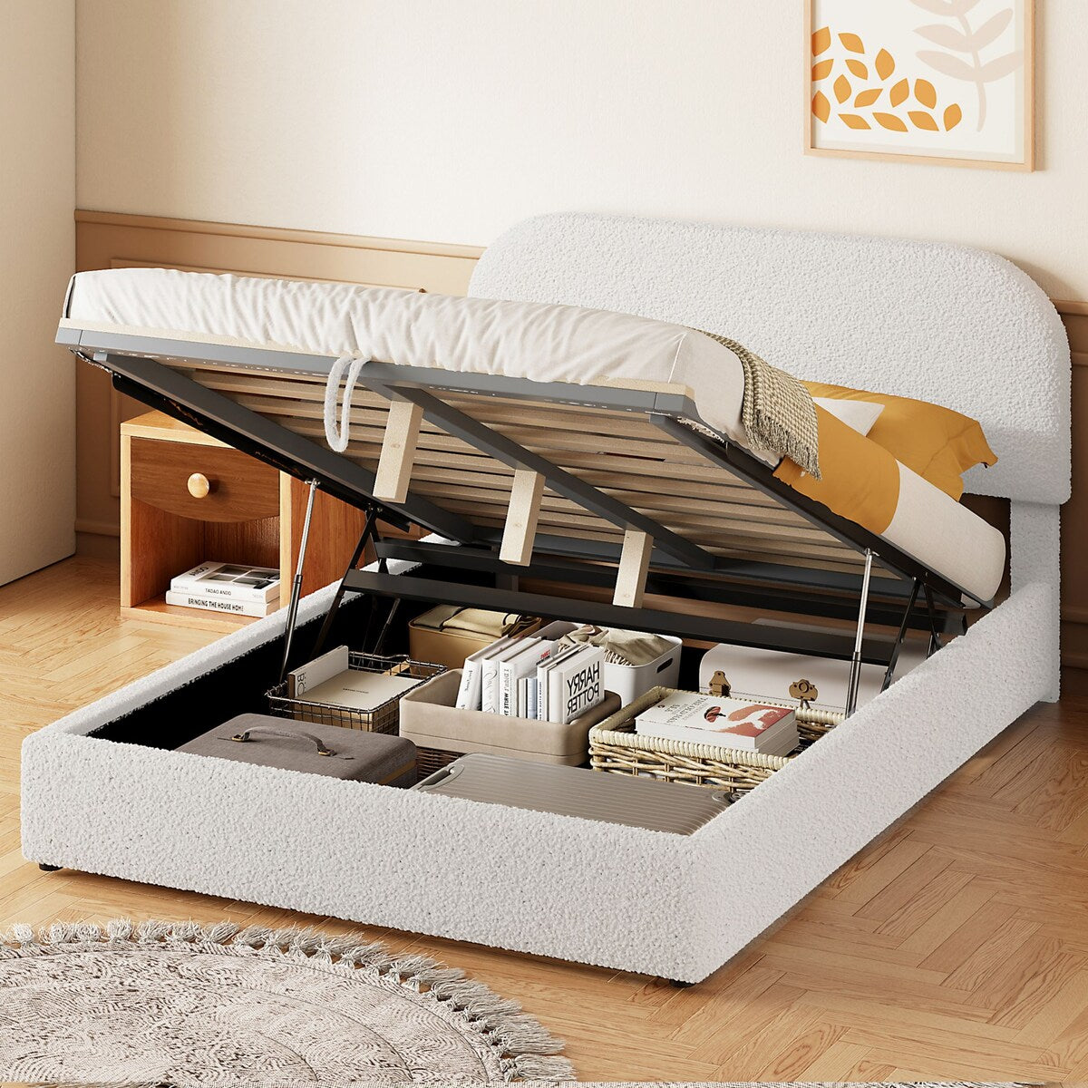 Platform Bed with Hydraulic Storage System