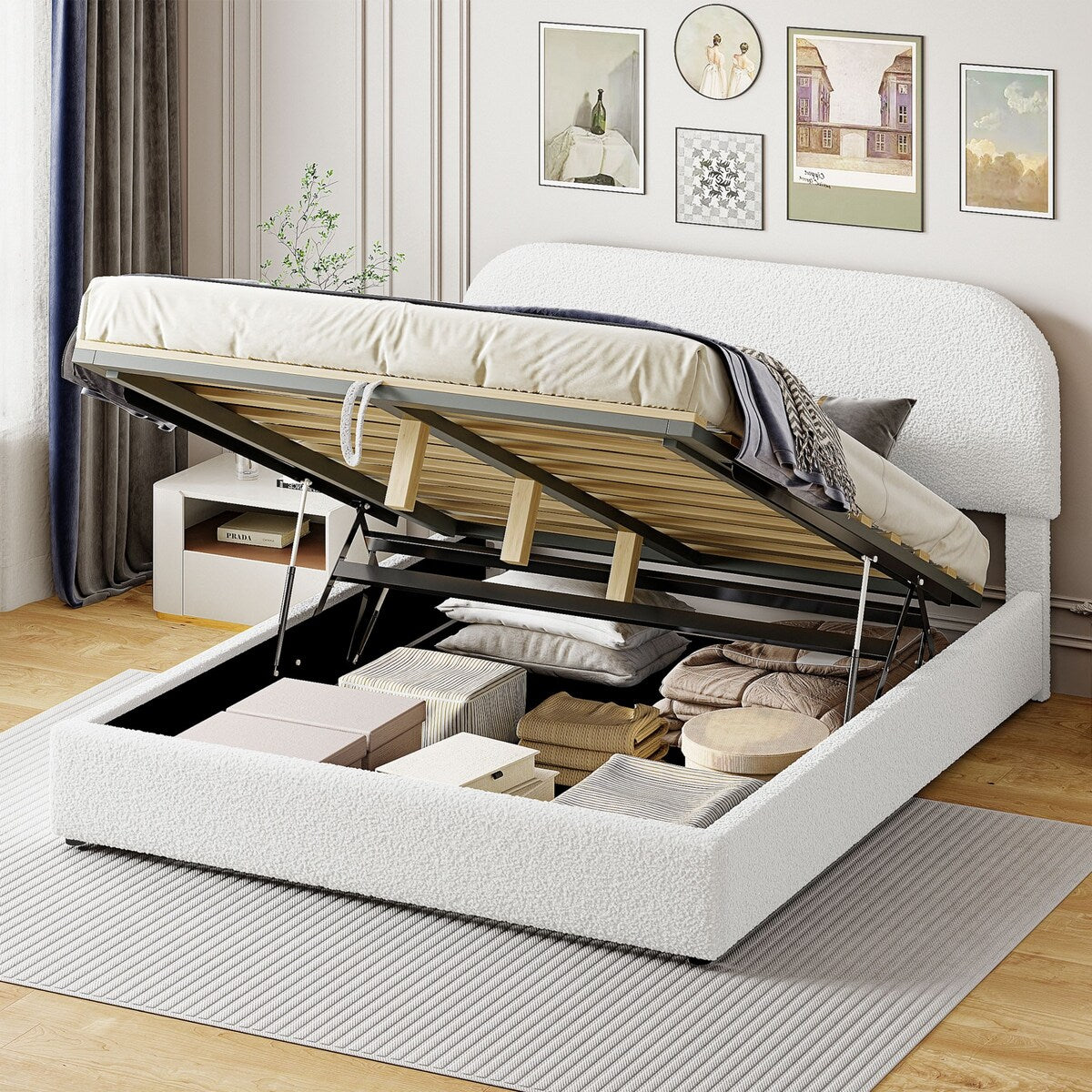 Platform Bed with Hydraulic Storage System