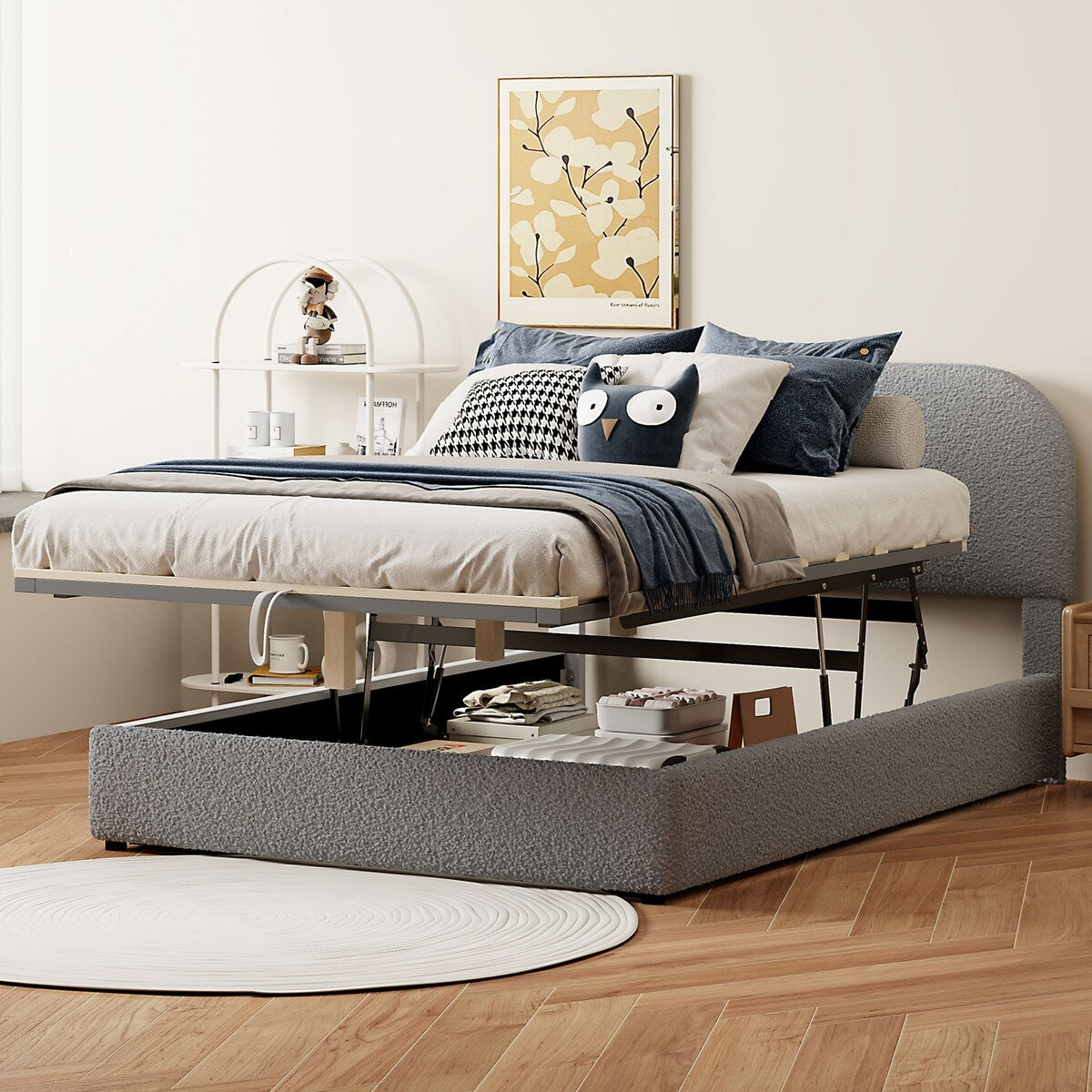 Platform Bed with Hydraulic Storage System