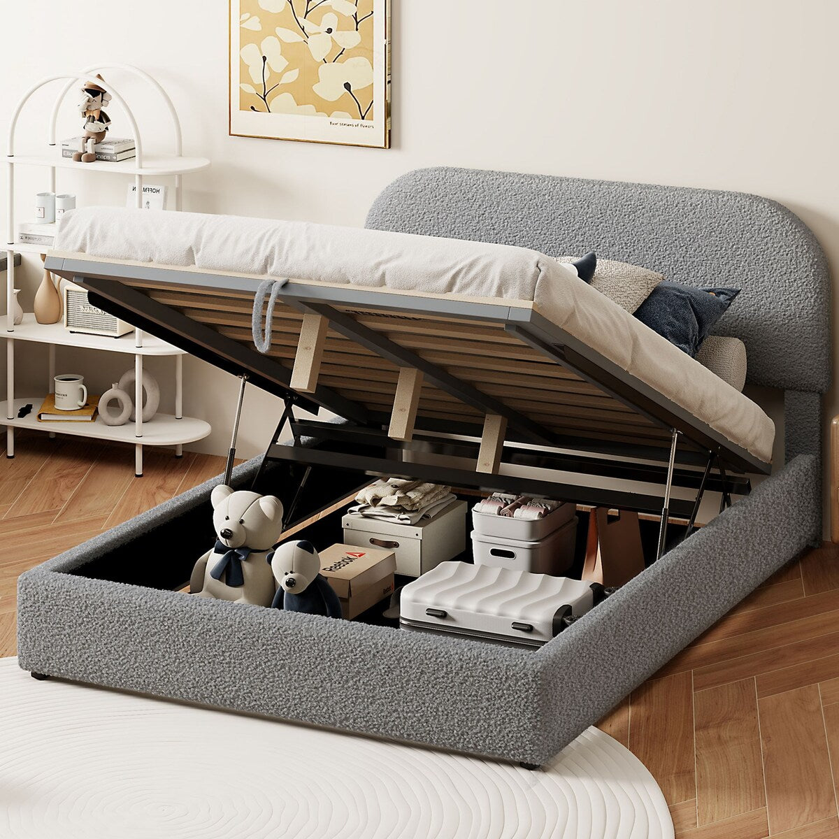 Platform Bed with Hydraulic Storage System