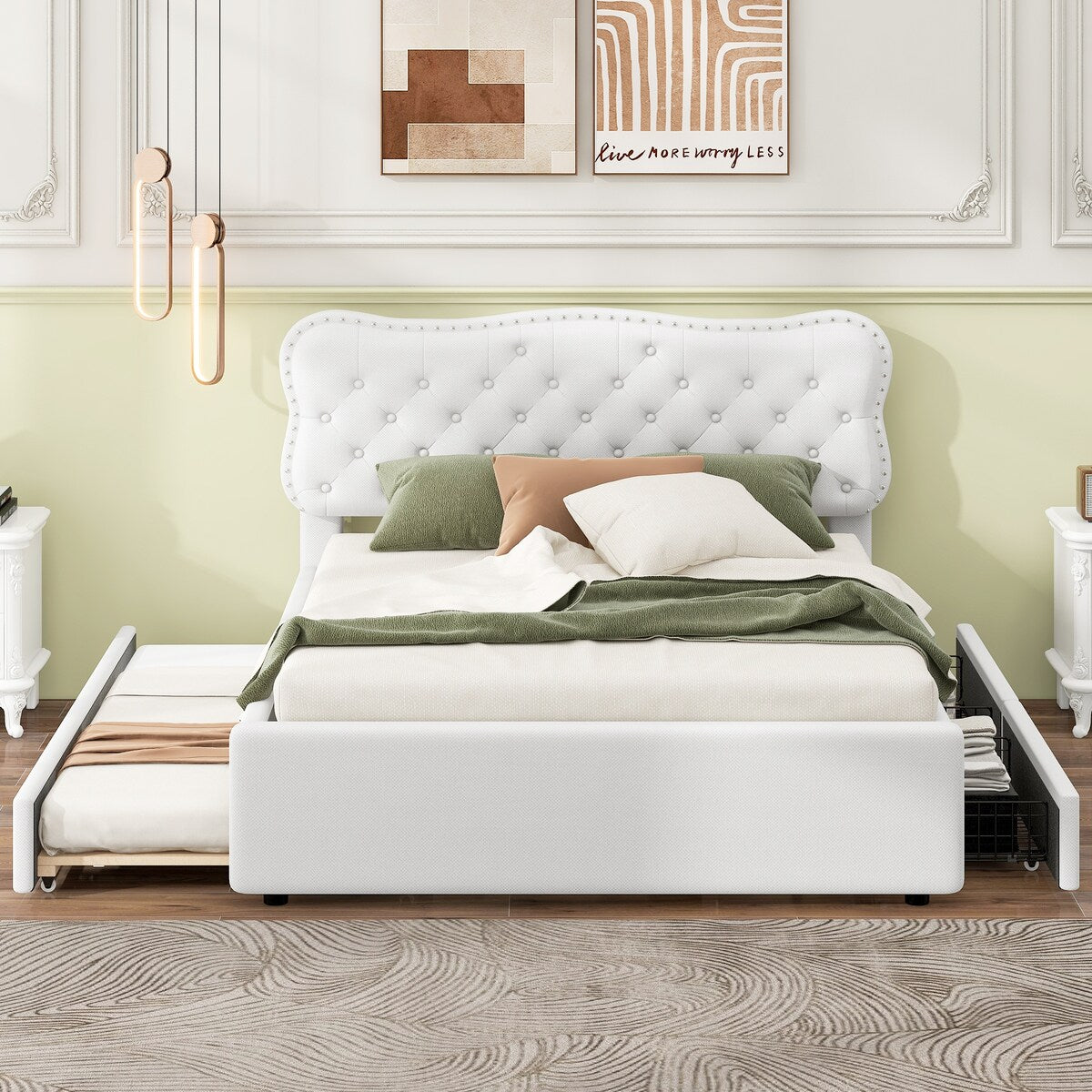 Platform Bed with Storage Drawers and Trundle