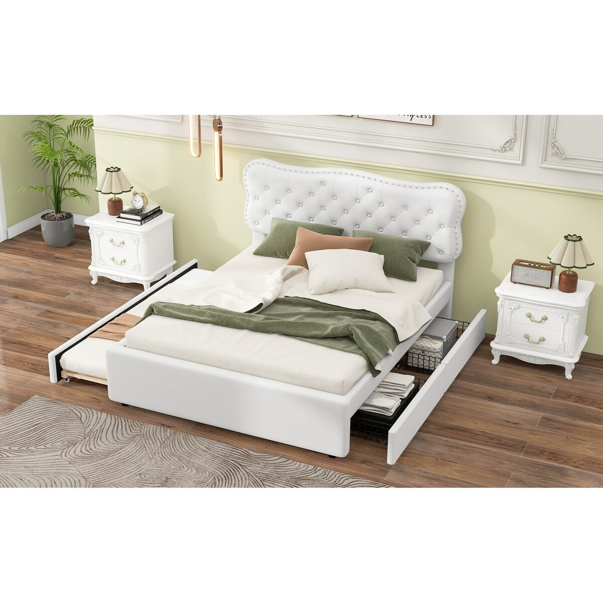 Platform Bed with Storage Drawers and Trundle
