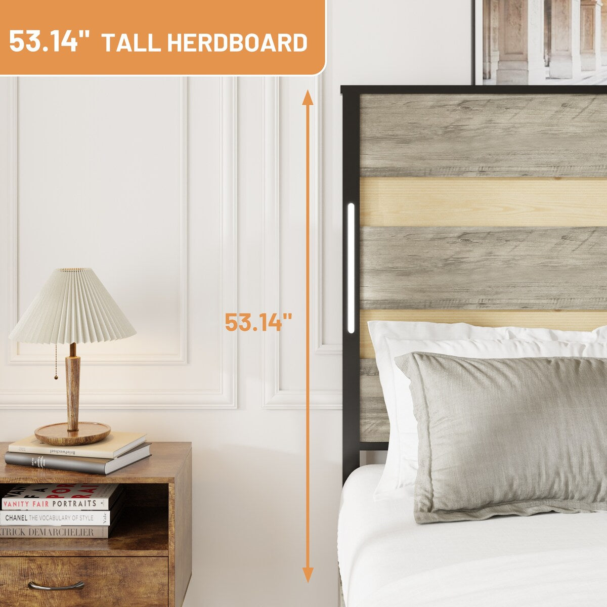 Platform Bed with Upholstered Headboard and 4 Drawers, Charging Station and LED Lights