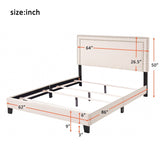 Platform Bed with Wooden Slats and Nailhead Detail
