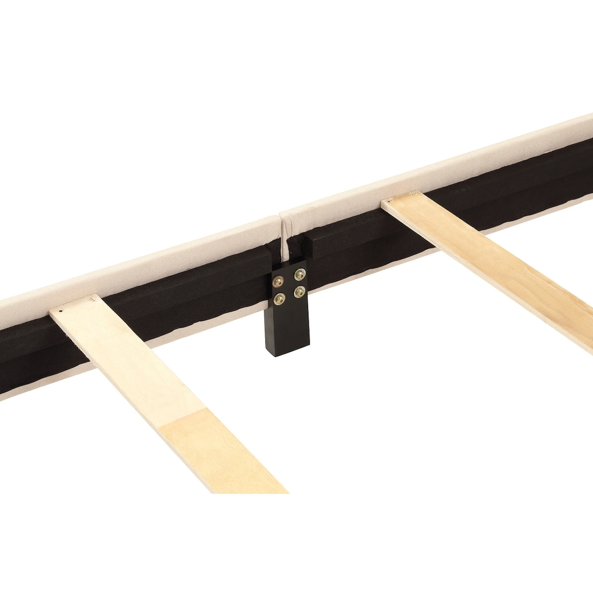 Platform Bed with Wooden Slats and Nailhead Detail