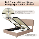 Platform Queen Hydraulic Storage Bed Lift Up RGB LED Light Bluetooth Speaker
