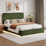 Platform Queen Hydraulic Storage Bed Lift Up RGB LED Light Bluetooth Speaker