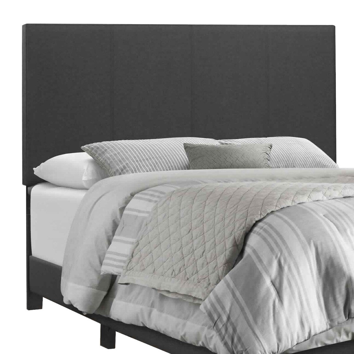 Platform Style Fabric Upholstered Full Bed with Tapered Feet, Gray