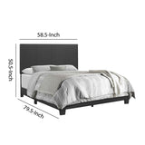 Platform Style Fabric Upholstered Full Bed with Tapered Feet, Gray