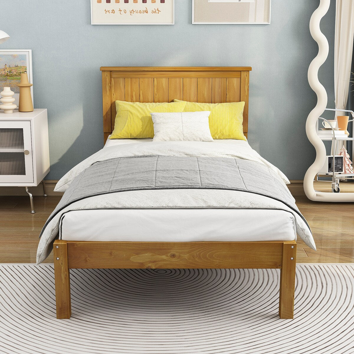 Platform Twin Bed with Headboard