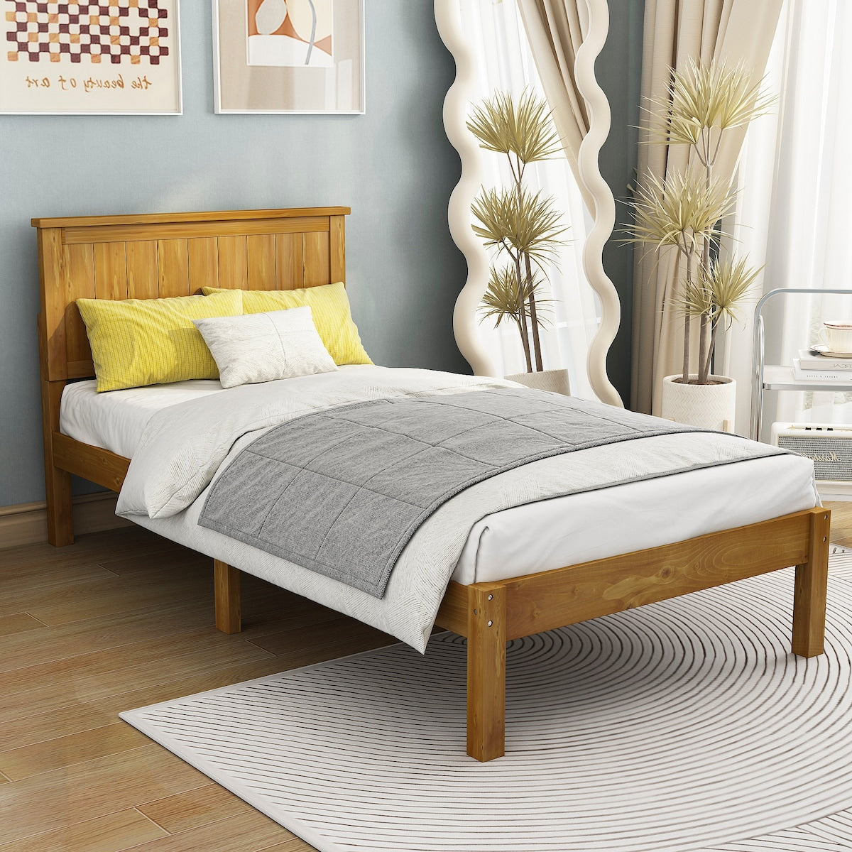 Platform Twin Bed with Headboard